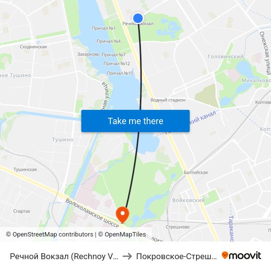 Речной Вокзал (Rechnoy Vokzal) to Покровское-Стрешнево map