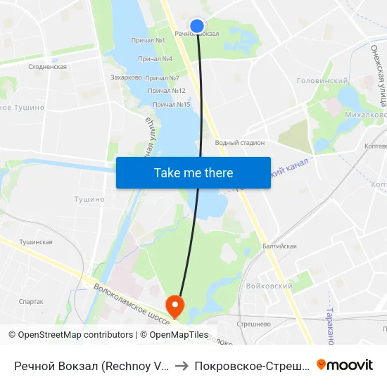 Речной Вокзал (Rechnoy Vokzal) to Покровское-Стрешнево map
