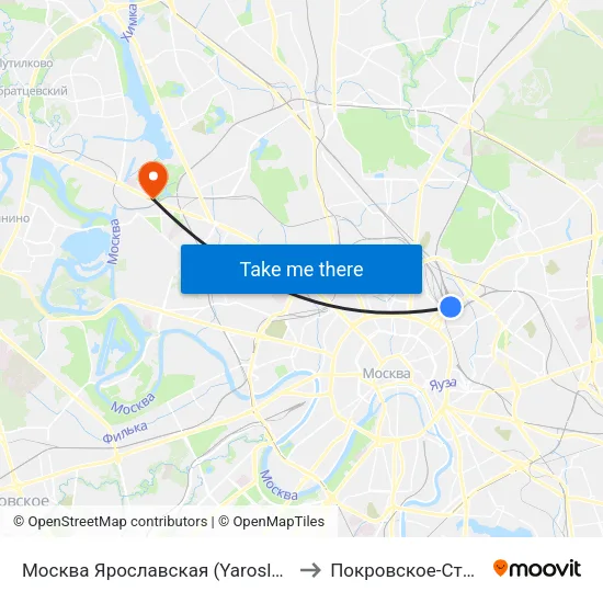 Москва Ярославская (Yaroslavsky Station) to Покровское-Стрешнево map