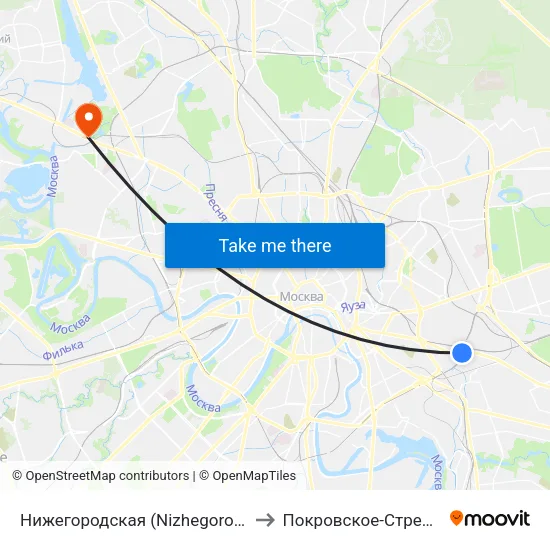 Нижегородская (Nizhegorodskaya) to Покровское-Стрешнево map