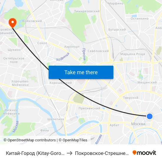 Китай-Город (Kitay-Gorod) to Покровское-Стрешнево map