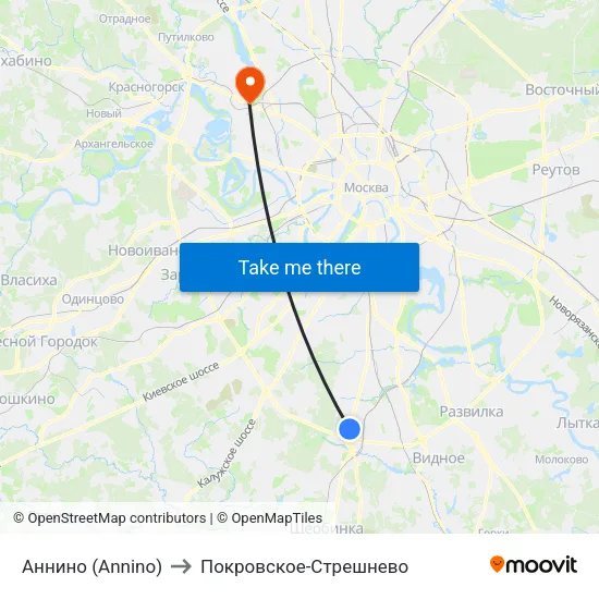 Аннино (Annino) to Покровское-Стрешнево map