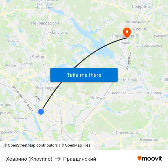 Ховрино (Khovrino) to Правдинский map