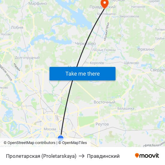 Пролетарская (Proletarskaya) to Правдинский map