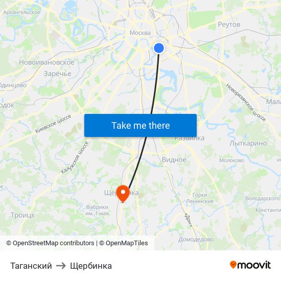 Таганский to Щербинка map