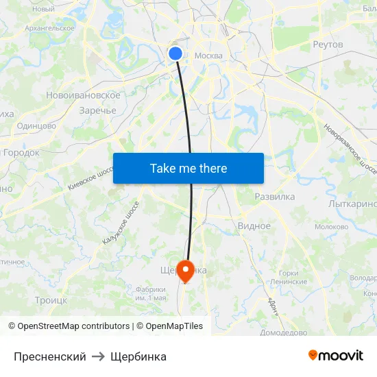 Пресненский to Щербинка map