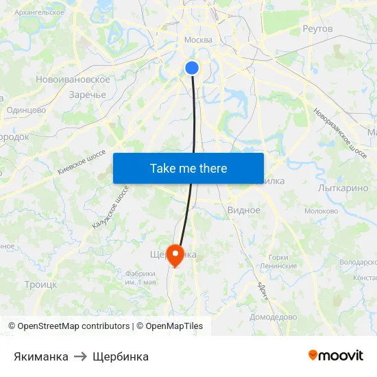 Якиманка to Щербинка map