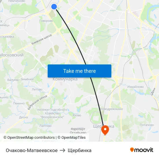 Очаково-Матвеевское to Щербинка map