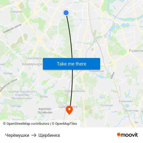 Черёмушки to Щербинка map