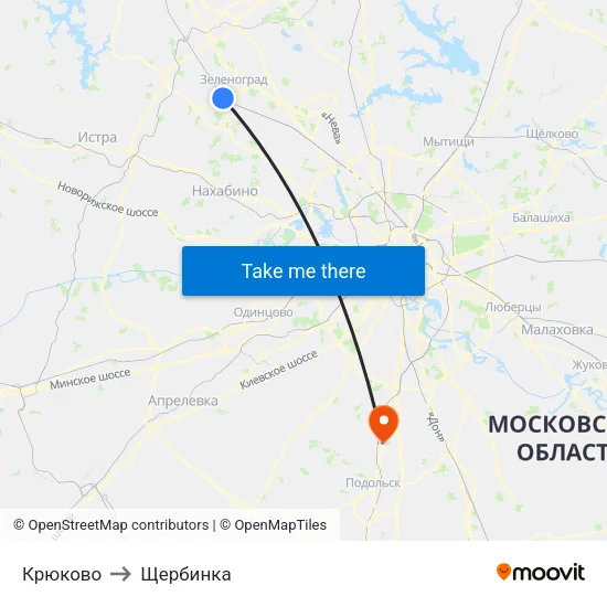 Крюково to Щербинка map