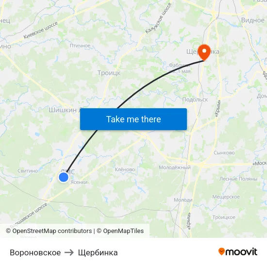 Вороновское to Щербинка map