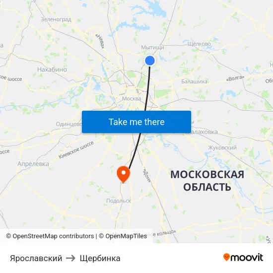 Ярославский to Щербинка map