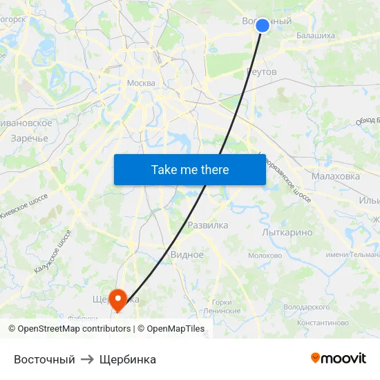 Восточный to Щербинка map