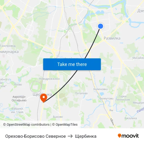 Орехово-Борисово Северное to Щербинка map