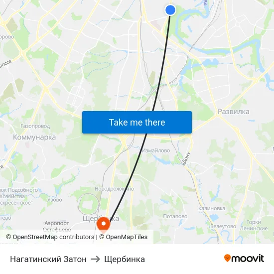 Нагатинский Затон to Щербинка map
