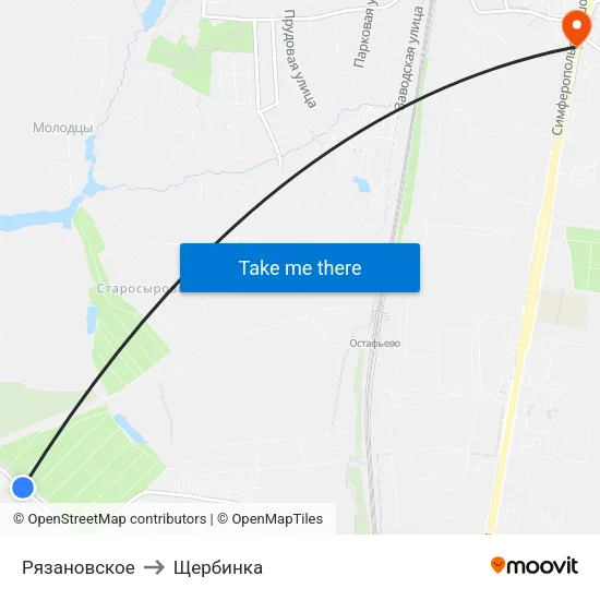 Рязановское to Щербинка map
