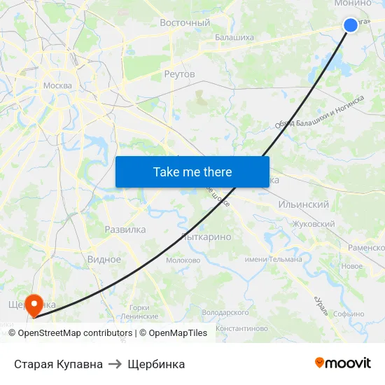 Старая Купавна to Щербинка map