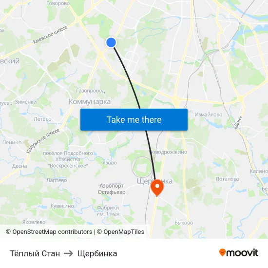 Тёплый Стан to Щербинка map