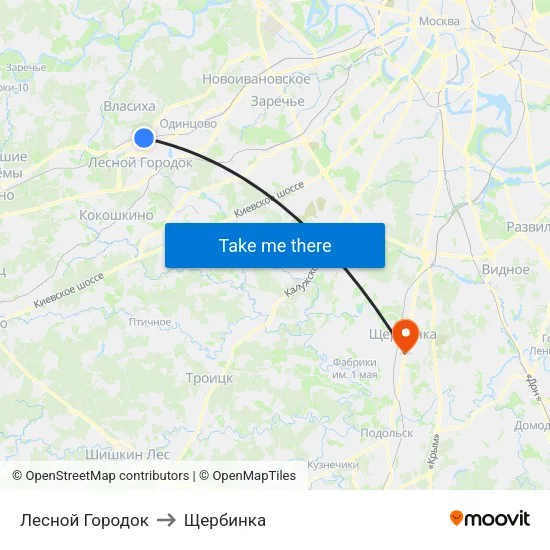 Лесной Городок to Щербинка map