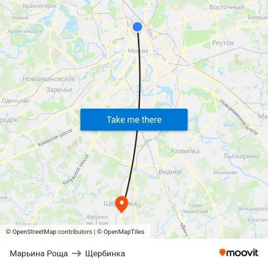 Марьина Роща to Щербинка map