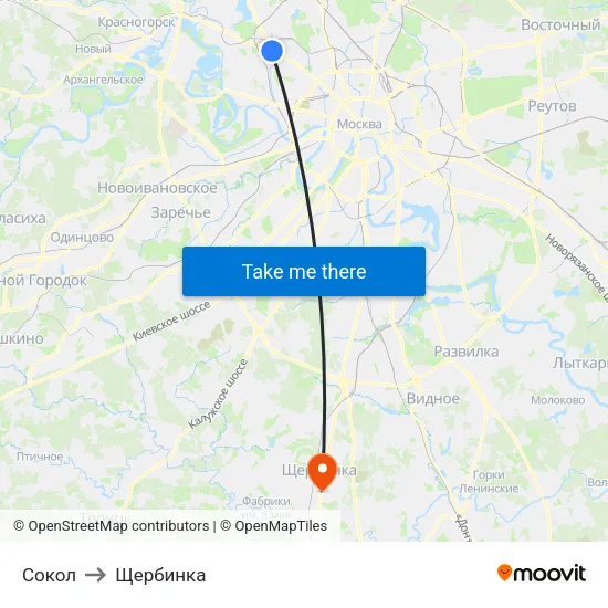 Сокол to Щербинка map