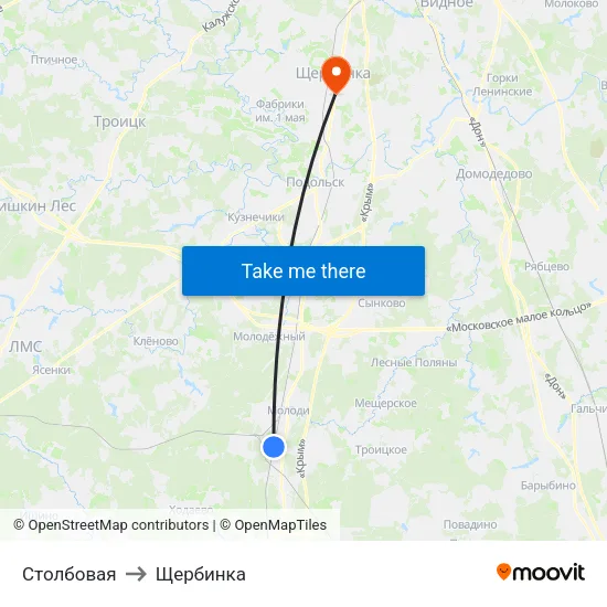 Столбовая to Щербинка map