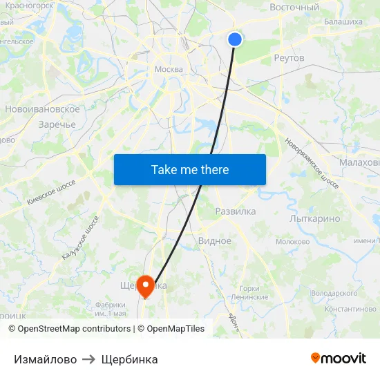 Измайлово to Щербинка map