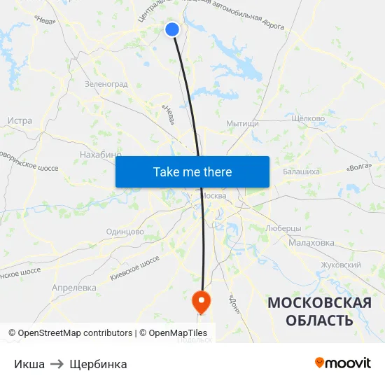 Икша to Щербинка map