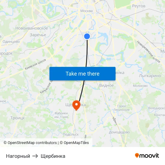 Нагорный to Щербинка map