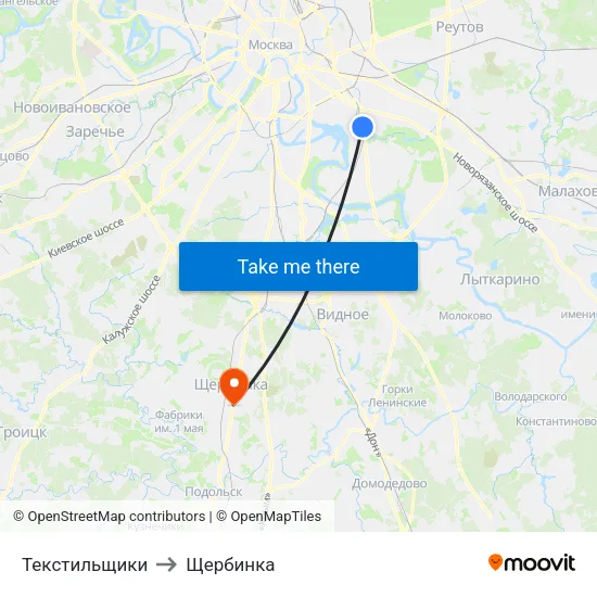 Текстильщики to Щербинка map