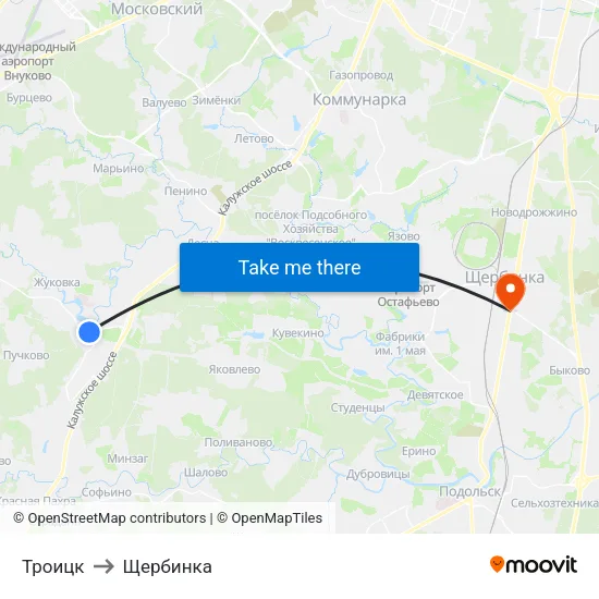 Троицк to Щербинка map