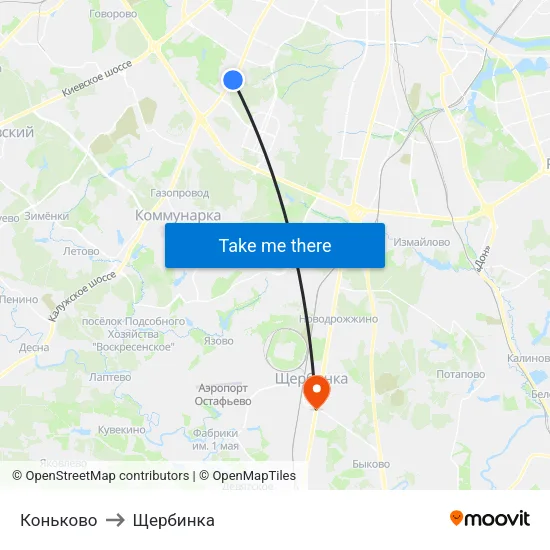 Коньково to Щербинка map