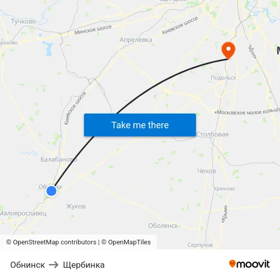 Обнинск to Щербинка map