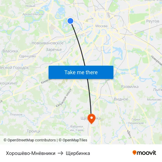 Хорошёво-Мнёвники to Щербинка map