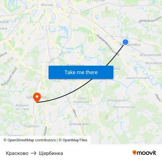Красково to Щербинка map