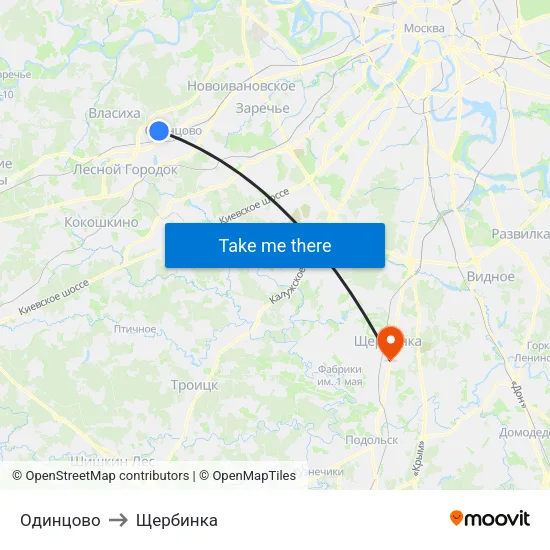 Одинцово to Щербинка map