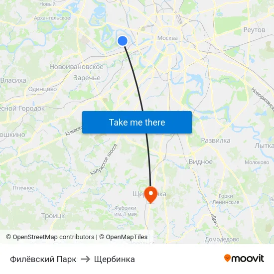 Филёвский Парк to Щербинка map