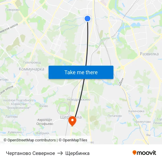 Чертаново Северное to Щербинка map