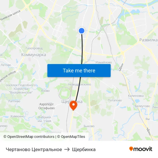 Чертаново Центральное to Щербинка map