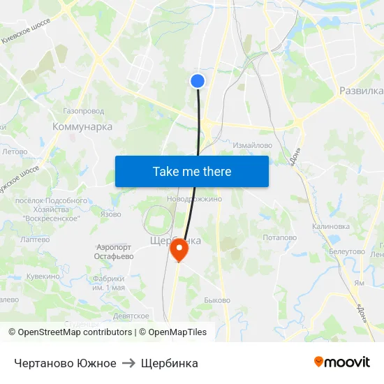 Чертаново Южное to Щербинка map