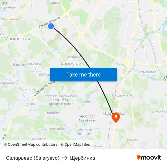 Саларьево (Salaryevo) to Щербинка map