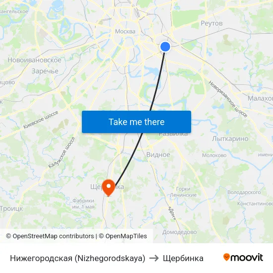 Нижегородская (Nizhegorodskaya) to Щербинка map