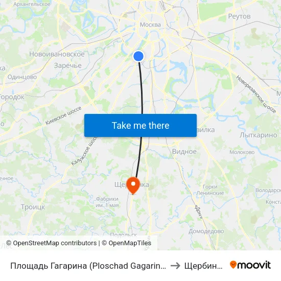 Площадь Гагарина (Ploschad Gagarina) to Щербинка map
