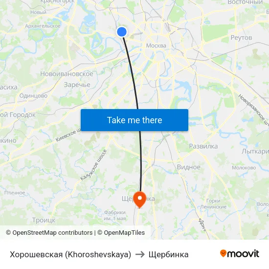 Хорошевская (Khoroshevskaya) to Щербинка map