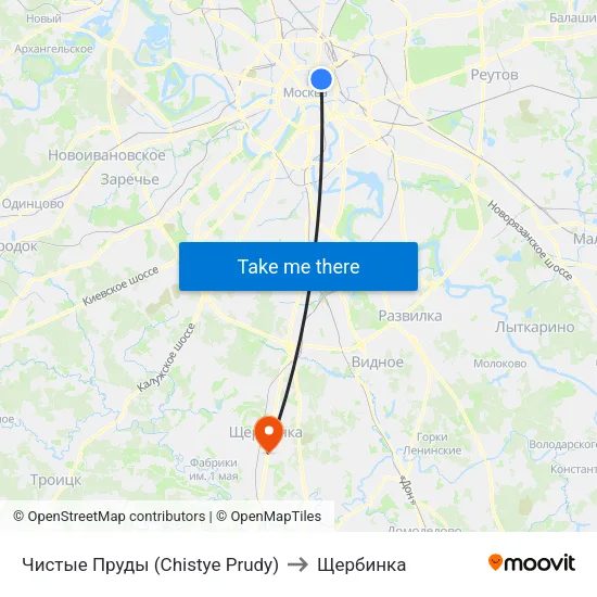 Чистые Пруды (Chistye Prudy) to Щербинка map