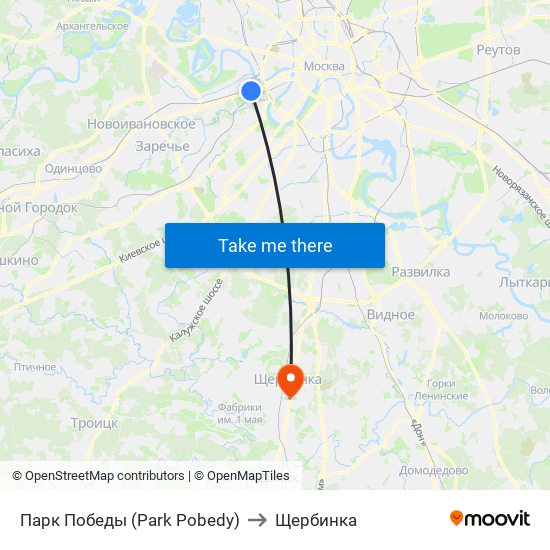 Парк Победы (Park Pobedy) to Щербинка map