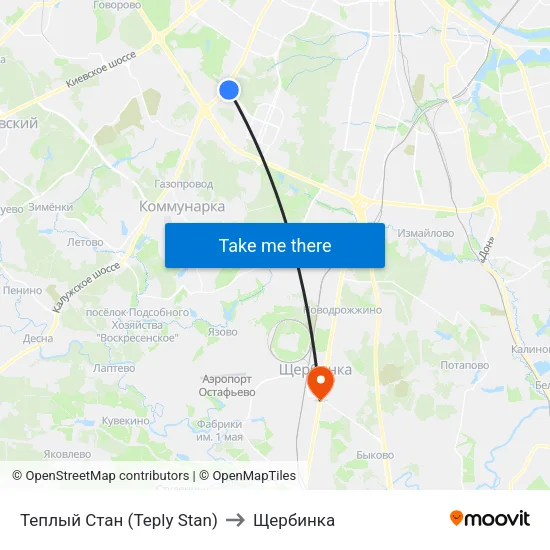 Теплый Стан (Teply Stan) to Щербинка map