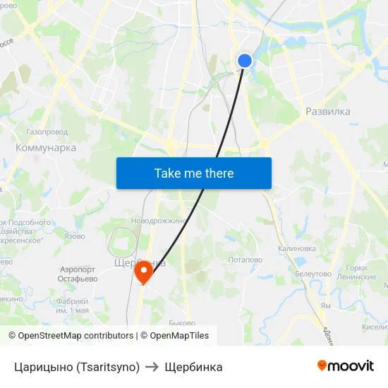 Царицыно (Tsaritsyno) to Щербинка map