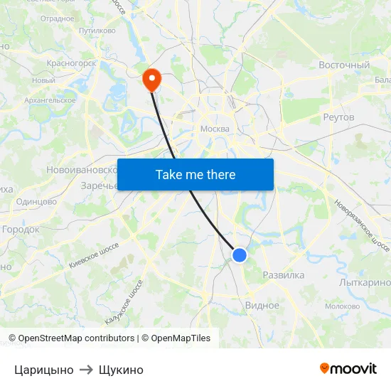 Царицыно to Щукино map
