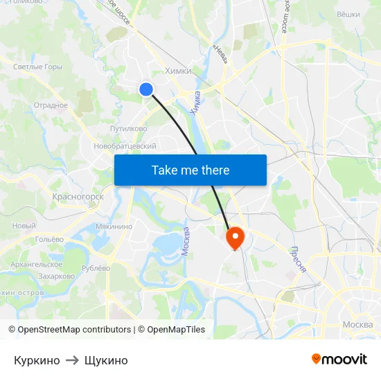 Куркино to Щукино map